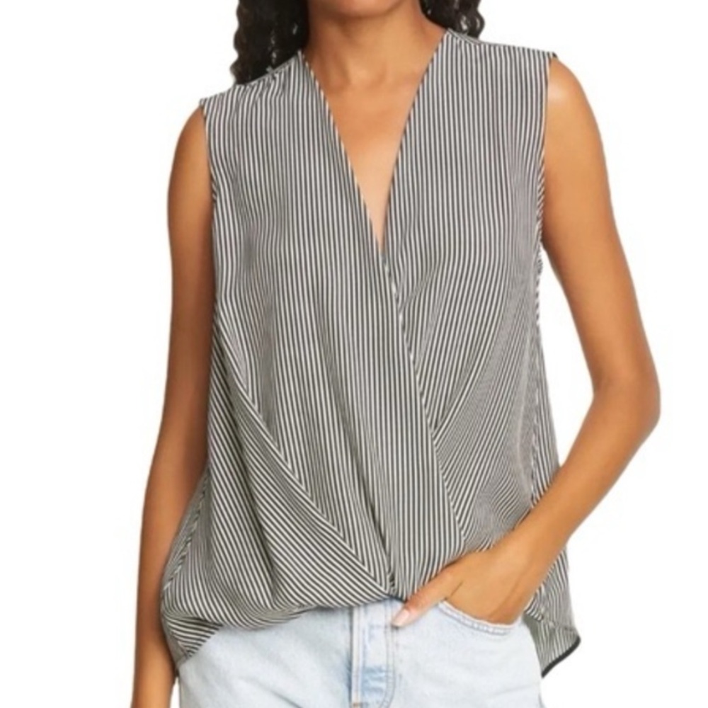 Rag & Bone Victor Striped 100% Silk Blouse XS